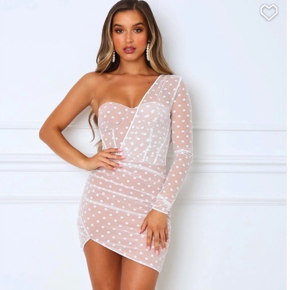 White Fox Polka Dot Dress NWT